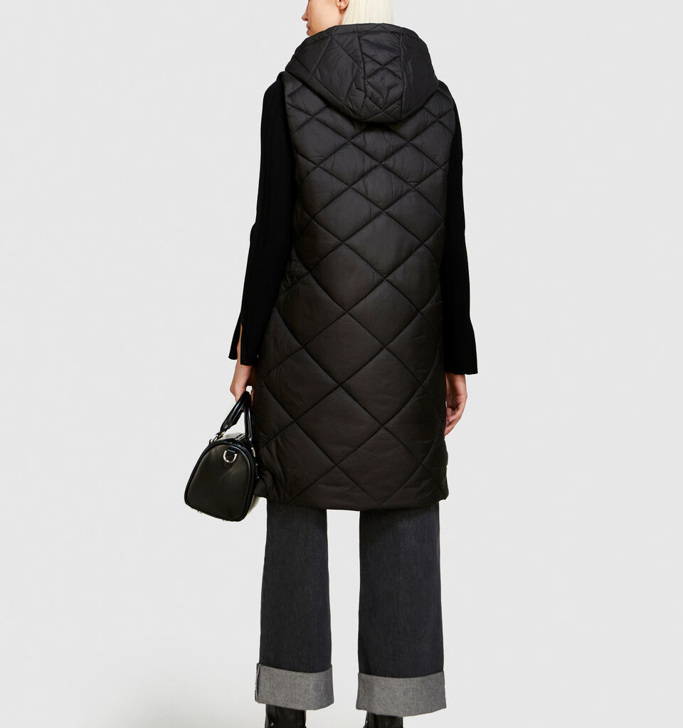 Long vest with hood - women's vests and sleeveless jackets - Black | Sisley image number 3